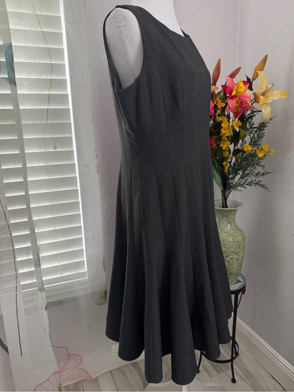 🩶Calvin Klein Heather Charcoal Grey Sleeveless A-Line Dress Size 6 (M)